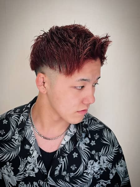 赤髪×フェード メンズショート 大宮